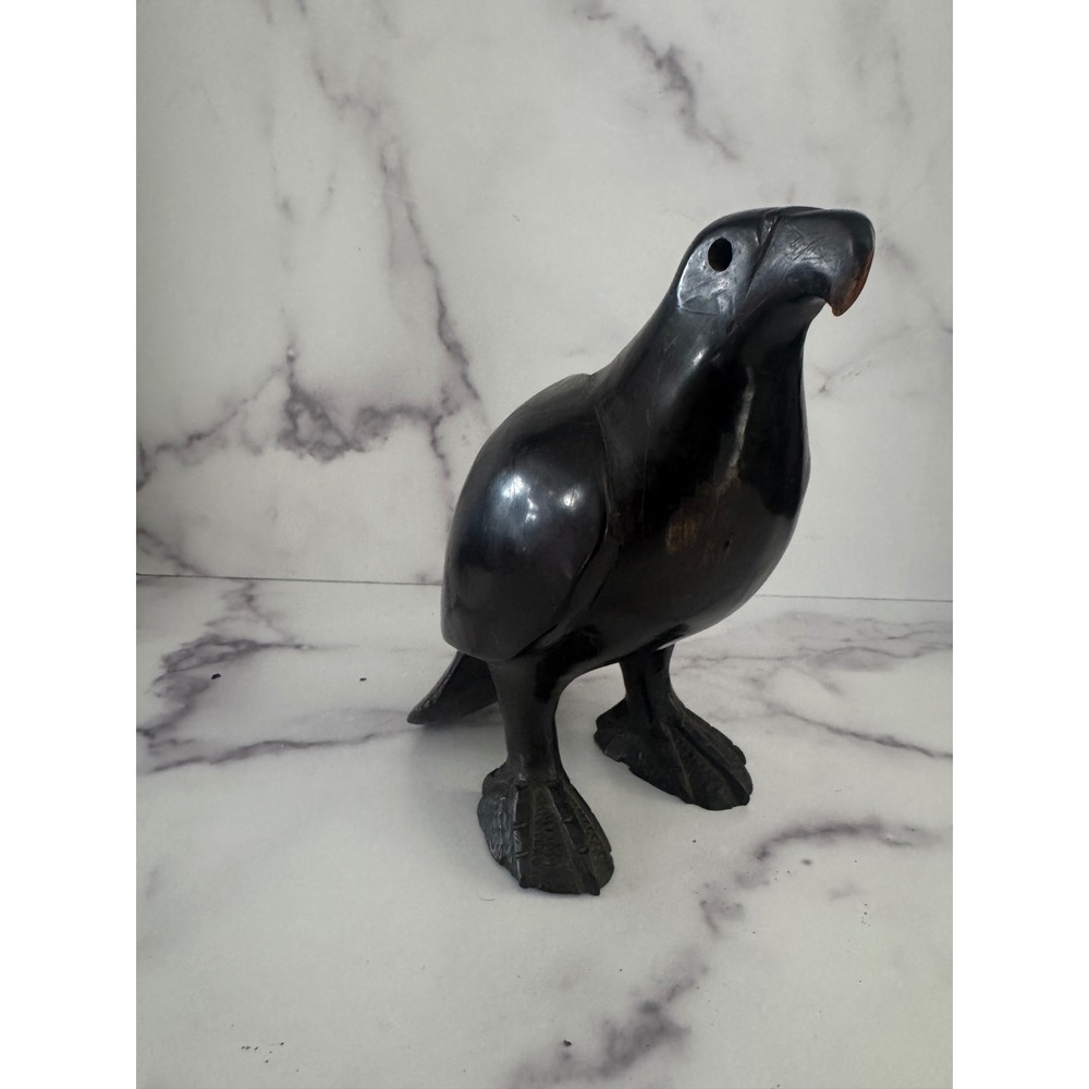 Vintage Carved Wood Bird Sculpture, MCM Style Eagle Decor, Minimalist Accent